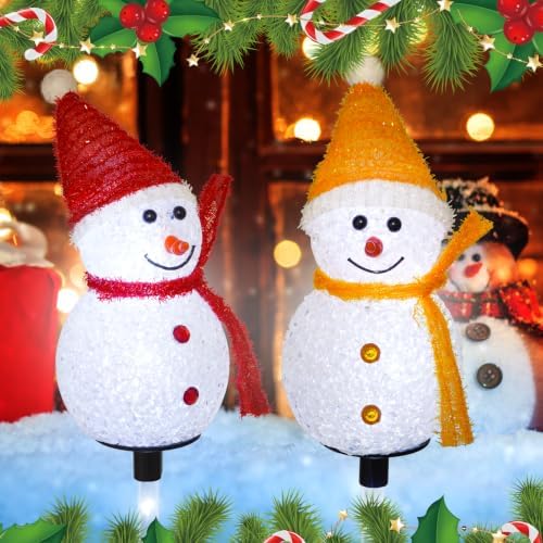 Solar Christmas Snowman Pathway Lights Outdoor Decoration, 6 Pack - Image 5