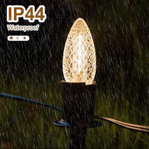 GAGALIFE 29Ft C9 Christmas Pathway Lights Outdoor - 25 LED Lights with 25 Marker Stakes for Walkway, Waterproof Plug in C9 Christmas Light Outdoor for Driveway, Yard, Lawn Decorations, Warm White - Image 4