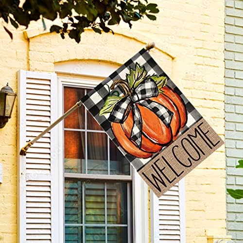 AVOIN colorlife Fall Thanksgiving Pumpkin Welcome House Flag 28x40 Inch - Image 2