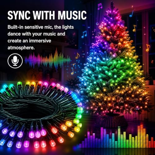 Dazzle Bright Smart Christmas String Lights, 98FT 300 LED RGB Color Changing String Lights with Remote & App Controlled, Halloween Decorations for Indoor Outdoor Holiday Xmas Tree Party Decor - Image 4