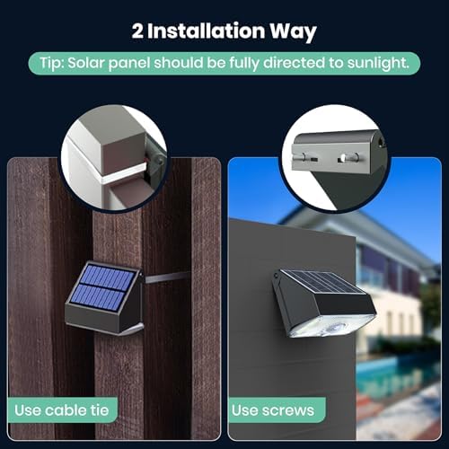 Solar Fence Light Outdoor, 4000K 3000K Solar Wall Light 1000LM - Image 5