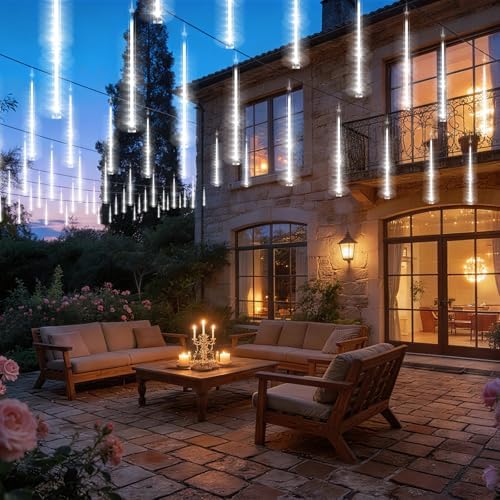 KNONEW 20 Tubes 720 LED Solar Meteor Lights Christmas Lights Outdoor - Image 6
