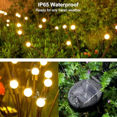 Solar Garden Lights Outdoor, 4Pack Firefly Garden Lights, Outdoor Decorations for Yard Patio Pathway, Gift for Mom - Image 3