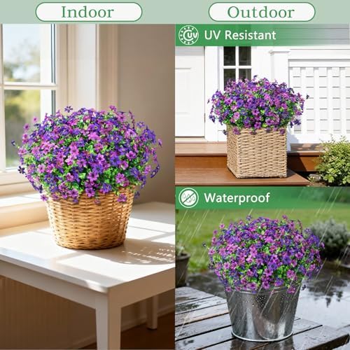Artificial Flowers for Outdoors Spring Summer Decoration, 12 Bundles Fake Plants UV Resistant Realistic Faux Flower Silk Daisy with Eucalyptus Stem for Patio Planter Porch Yard Window Box Balcony - Image 3