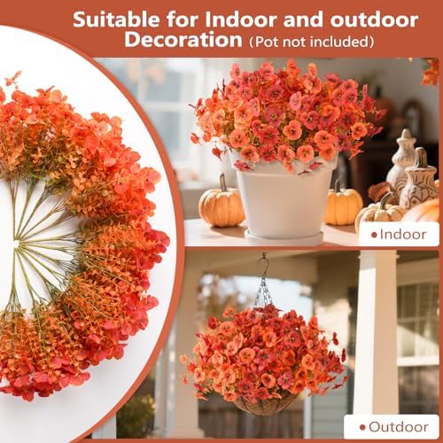 INQCMY Artificial Pansy Fall Flowers for Outdoors Decoration Faux Mums - Image 3