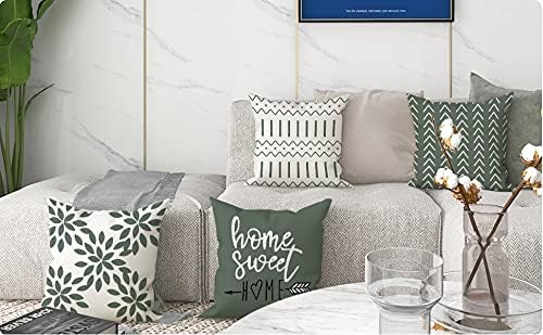 YCOLL Pillow Covers 16x16 Set of 4, Modern Sofa Throw Pillow Cover, Decorative Outdoor Linen Fabric Pillow Case for Couch Bed Car, Aqua Green - Image 7