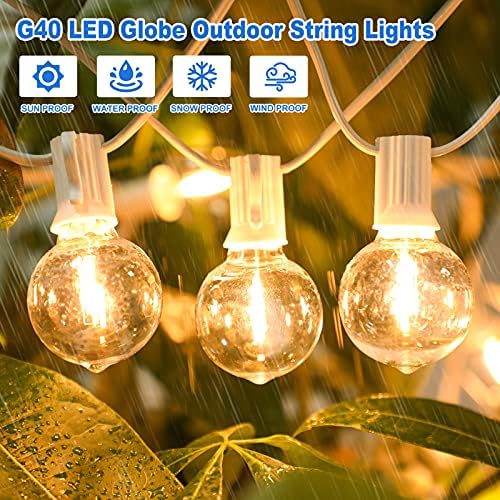 Bosceos Outdoor G40 LED Globe String Lights 25FT Shatterproof Waterproof - Image 5