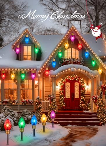 Strawberry Jumbo C9 Christmas Pathway Lights Outdoor - 4 Pack Total 34FT - Image 3
