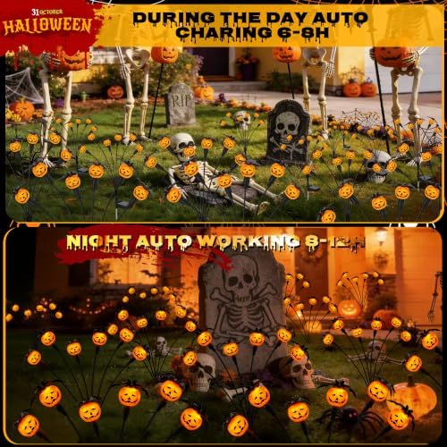 Halloween Decorations Outdoor 2 Pack Pumpkin Swaying Solar Lights - Image 5