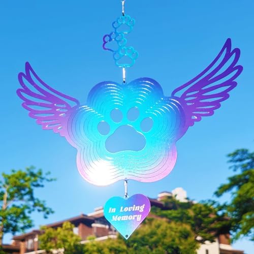 Dog Cat Paw Print Sympathy Gifts Stainless Steel Pet Memorial Wind Spinners - Image 2
