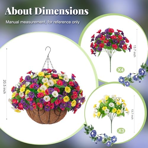 Ammyoo Artificial Fake Hanging Flowers with Basket for Spring Summer Decor - Image 4