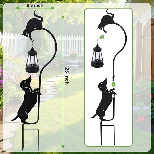 Solar Dachshund Lantern Garden Stake 26in Metal Dog Night Light Outdoor - Image 5