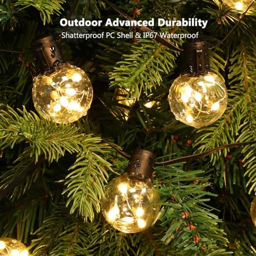 30ft Outdoor String Lights Battery Powered, 20 G40 LED Patio Bulbs - Image 5