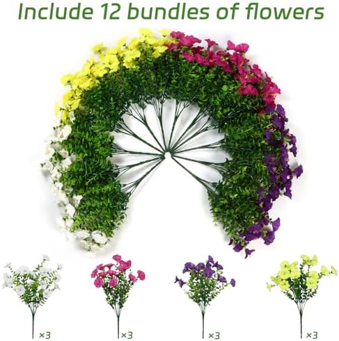 12 Bundles Artificial Flower for Outdoor Colorful Outdoor Fake Silk Flower - Image 3