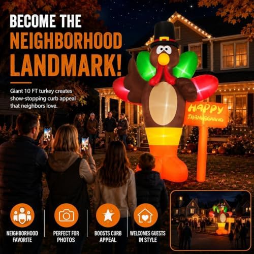 Danxilu Thanksgiving Inflatables 10 FT Giant Turkey Outdoor Decorations - Image 2