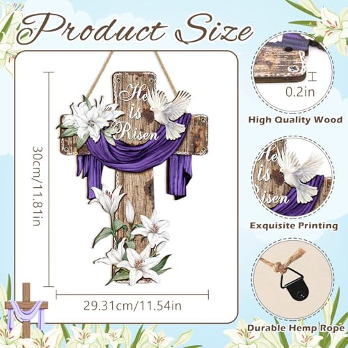 Britimes Welcome Door Sign, Wooden, for Front Door, Easter Cross Christian - Image 3
