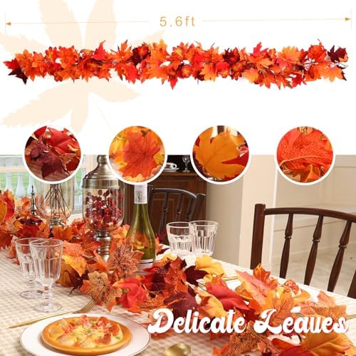 Joyhalo 6 Pack Fall Garland with Red Leaves - Image 3
