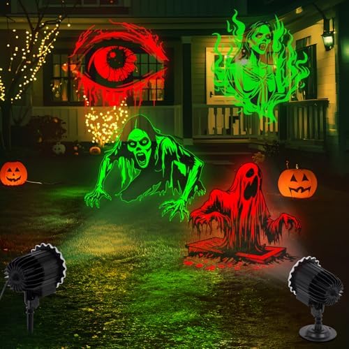 Halloween Projector Lights Outdoor - LED Rotating Skull & Ghost Projection Light, Waterproof Halloween Light Projector, Indoor/Outdoor Decor for Home, Yard, Party, Window & Wall - Image 3