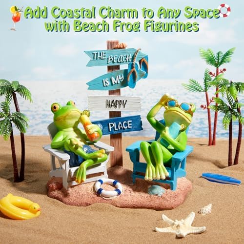 Wonderjune Beach House Decor Resin Sign Figurine for Mantle,Frog - Image 2