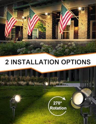 Dusk to Dawn Outdoor Lighting,3000K Warm White LED Landscape Spotlights with Photocell Sensor,Waterproof Spot Lights for Yard Flag Pole House Garden Tree(4 Pack) - Image 4