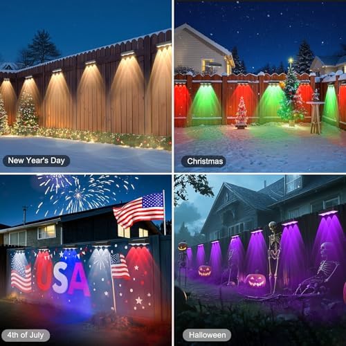 Solar Fence Lights Outdoor Waterproof 8 Pack, 50 Lumens, 12 Modes - Image 5