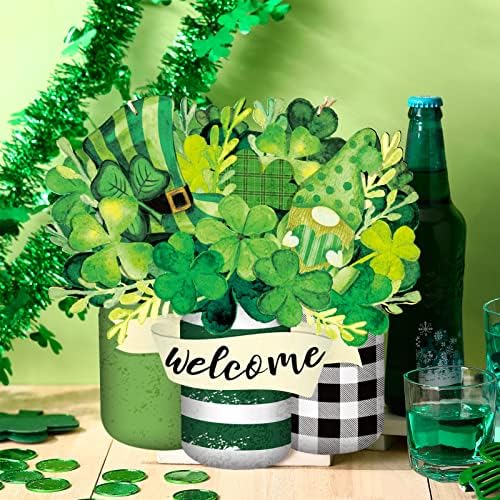 Spiareal St Patrick's Day Decorations St. Patricks Day Welcome Sign Wreaths for Front Door Wooden Shamrock Clover Hanging Decor Door Decorations for Saint Patrick's Irish Outdoor Farmhouse Porch - Image 5