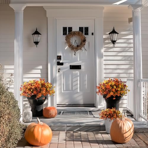 INQCMY Artificial Fake Fall Plants Flowers for Outdoor Outside Decoration - Image 3