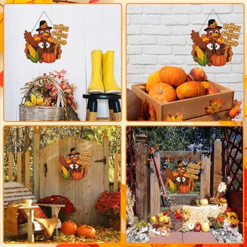 Turkey Thanksgiving Door Sign Fall Pumpkin Door Hanger Decoration - Image 6