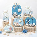 Leinuosen 6 Pcs Coastal Pumpkin Decor, Blue Fall Decorations for Home by Leinuosen