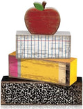 Lineshading 4 Pcs Back To School Table Decorations Wooden Apple Block Signs by Lineshading