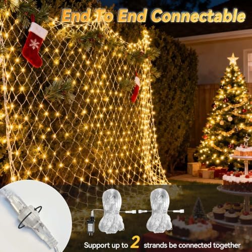 LitHome 13 x 13FT Christmas Net Lights Outdoor Mesh Lights Connectable - Image 3
