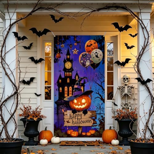 Halloween Door Cover, Fabric Front Door Porch Sign for Halloween Party - Image 7