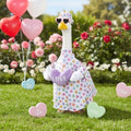 Cutecrop Valentine Porch Goose Outfits for 23" High Cement or Plastic Patriotic Pink Heart Goose Outfit Romantic Valentines Clothes Costume for Lawn Outdoor Yard Garden Outdoor Decor (Pink Plush) by Cutecrop