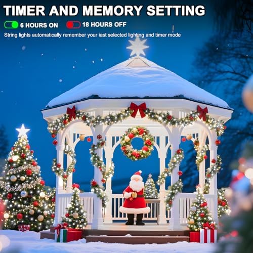 328 FT Christmas Light1000 LED Xmas Lights OutdoorChristams String Lights Waterproof 8 Modes & Timer, Fairy Lights Plug in for Weeding, Patio, Party, Holiday,Christmas Decor (Cool White) - Image 4