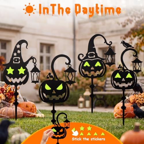 KODIBO Halloween Docorations Outdoor 4-Pack Metal Pumpkin Yard Stakes - Image 3