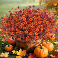 Ammyoo Fall Mums Artificial Flowers for Outdoors Potted, 12 Bundles Fake Fall Daisy Flower with Realistic Eucalyptus Leaves, Fake Plants for Greenery Boxwood Porch Patio Garden Pot Courtyard Lawn by Ammyoo