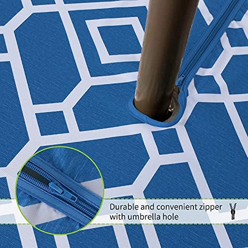 LUSHVIDA Moroccan Outdoor Tablecloth with Umbrella Hole, 60x84 Inch Blue - Image 5