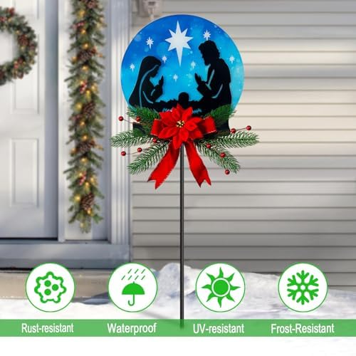 Solar Powered Nativity Scene Garden Stake, Waterproof Outdoor Christmas Patio Decor - Image 3