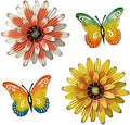 Meduofon Metal Flowers Outdoor Wall Decor, 4 Pack Metal Flower & Butterfly Wall Art Decor Outdoor or Indoor, Wall Sculptures for Deck Decor, Garden Fence, Yard, Patio, Porch, Bedroom, Living Room by MeduofonProvidehigh-qualityproductsandfirst-classservice