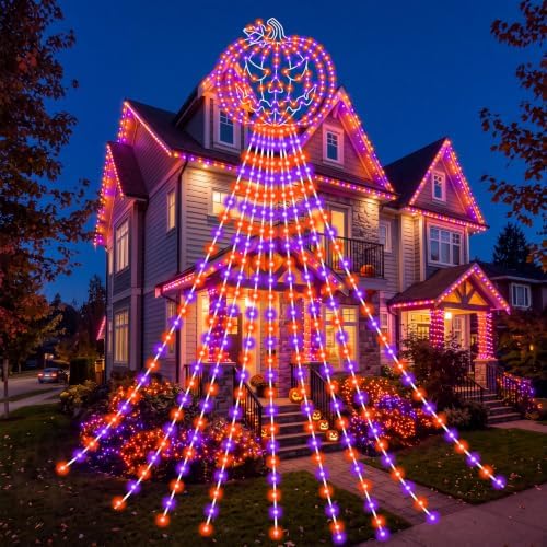 Huquary Halloween Pumpkin Waterfall String Lights, 12 ft - Image 5