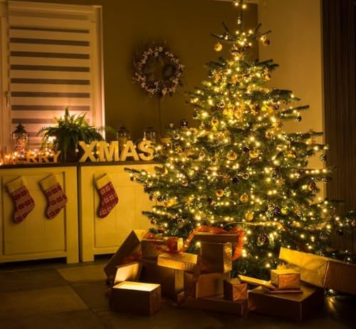 LAMPHOME Christmas Lights 100 Count Mini Yellow Lights 20ft Green Wire Christmas Tree String Lights Set for Outdoor Indoor Christmas Decorations Wedding Decorations Valentines Day Decor - Image 7
