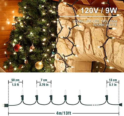 Hopolon 13FT 50 Warm White Christmas Incandescent Mini String Lights 2 Pack - Image 3