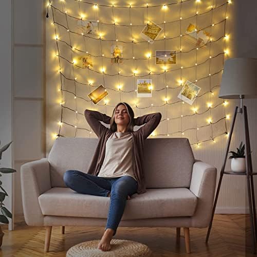 Meteds LED Christmas Net Lights Outdoor, 100 LED 5ftx5ft Connectable 8 Modes Mesh, 29V Plug-in Waterproof for Bushes Fence Tree Garden Xmas Decor (Orange) - Image 6