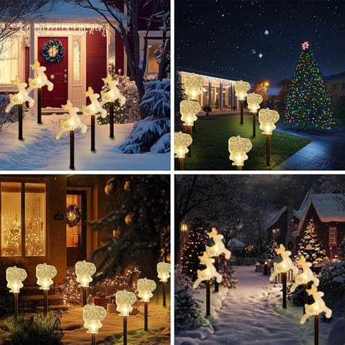 Solar Christmas Pathway Lights Outdoor, Set of 5 Waterproof Solar Stake Christmas Decor LED Lights Landscape Walkway Lights for Garden Yard Lawn Wedding Party Christmas Patio(Warm White Deer) - Image 7