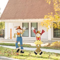 Glitzhome Fall Outdoor Decorations,Fall Thanksgiving Metal Scarecrow Garden Stakes,36"H Cheerful Scarecrows Yard Signs,Fall Scarecrow Yard Stakes for Patio Pathway Autumn Harvest Decorations, Set of 2 by Glitzhome