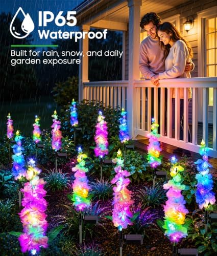 KOOPER Solar Lights Outdoor Garden Decor, 10 Pack Upgraded Delphinium Solar Garden Lights with 90 Colorful LEDs, Vivid Flowers Outdoor Waterproof for Landscape Patio Yard Decor - Image 2