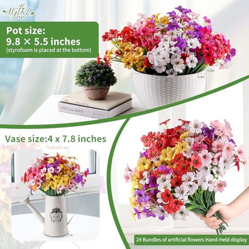 AGIRL Artificial Flowers Outdoor UV Resistant Fake Plant Garden Patio Decor - Image 4