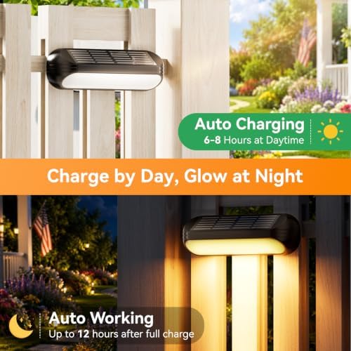 Ahaorigin Solar Outdoor Lights for Deck 4 Pack, Upgraded RGB Solar Fence Lights with Color Changing & Warm White Mode, Waterproof LED Solar Powered Light for Yard, Wall, Stairs, Pool and Step Decor - Image 2