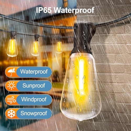MGVIH Outdoor String Led Patio Lights - 150Ft 45M Outside Waterproof Light ST38 Shatterproof Bulb Connectable Hanging Outdoor Electric Lighting for Backyard Yard Gazebo Porch Party - Image 3