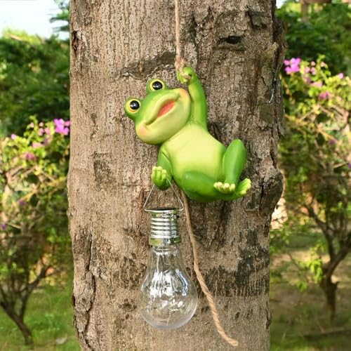 Frog Solar Lights Outdoor Garden Hanging Tree Decor Frog Figurines Yard Art - Image 3